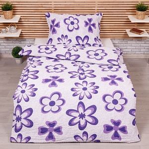 Krepové povlečení ECONOMY 140x200+70x90 Flora fialové