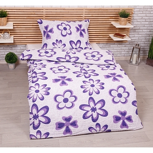 Krepové povlečení ECONOMY 140x200+70x90 Flora fialové