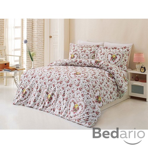 Bavlněné povlečení DELUXE 140x200+70x90 Srdce z růže