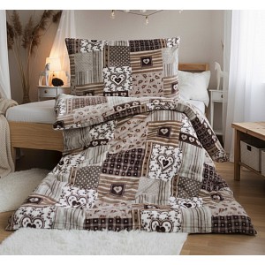 Mikroplyšové povlečení EXCLUSIVE 140x200+70x90 Patchwork béžový