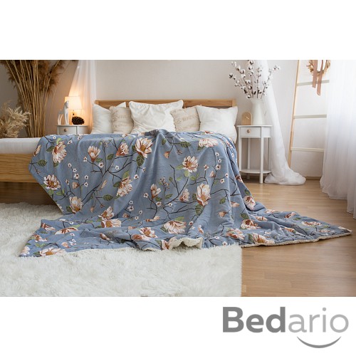 Deka beránek EXCLUSIVE 150x200 Modrošedá zahrada