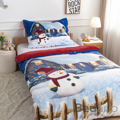 Mikroplyšové povlečení Premium 140x200+70x90 Sněhulda