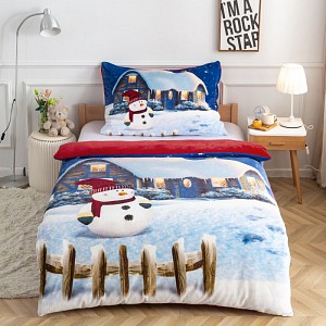 Mikroplyšové povlečení Premium 140x200+70x90 Sněhulda