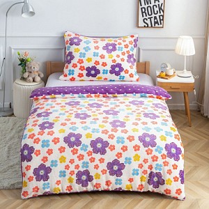 Mikroplyšové povlečení Premium 140x200+70x90 Květinka