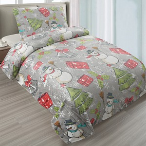 Mikroplyšové povlečení Premium 140x200+70x90 Sněhuláci s dárky
