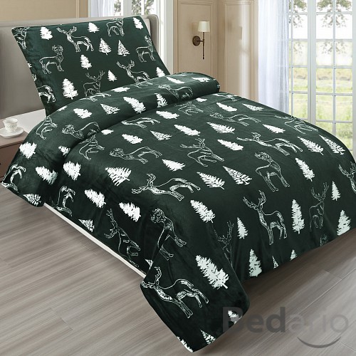 Mikroplyšové povlečení Premium 140x200+70x90 Zimní les