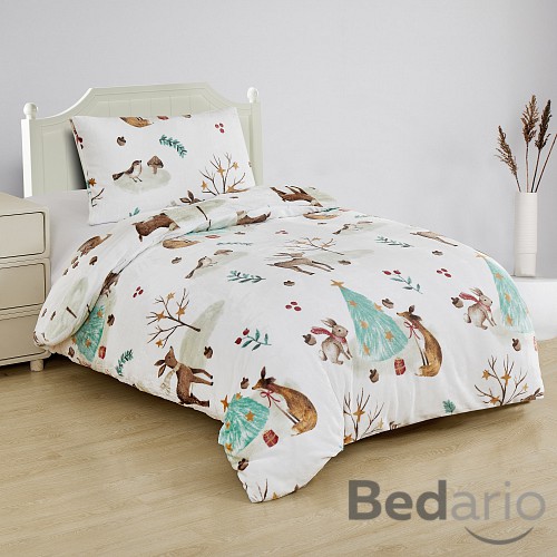 Mikroplyšové povlečení Premium 140x200+70x90 Vánoce v lese