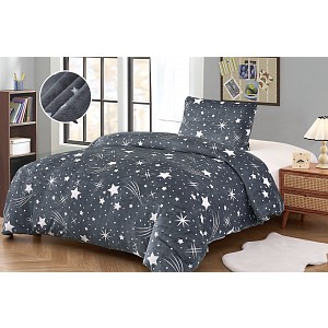 Mikroplyšové povlečení Premium 140x200+70x90 Komety šedé