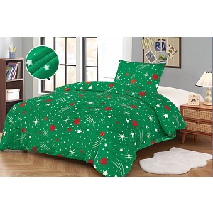 Mikroplyšové povlečení Premium 140x200+70x90 Komety zelené