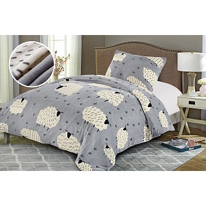 Mikroplyšové povlečení Premium 140x200+70x90 Ovečky