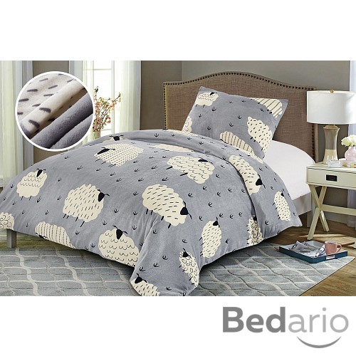 Mikroplyšové povlečení Premium 140x200+70x90 Ovečky