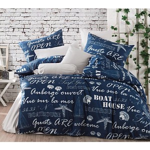 Francouzské bavlněné povlečení DELUXE 220x200+2x70x90 Lodě modré