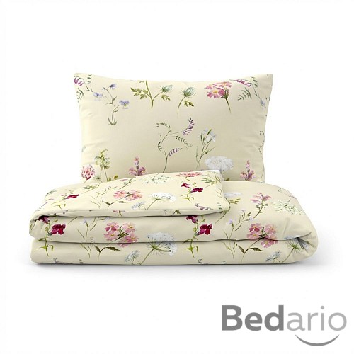 Bavlněné povlečení DELUX 140x200+70x90cm BOTANICA smetanová