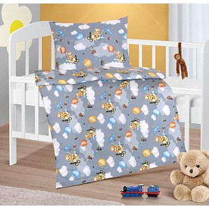 Dětské bavlněné povlečení 90x135+45x60 Medvídek v letadle