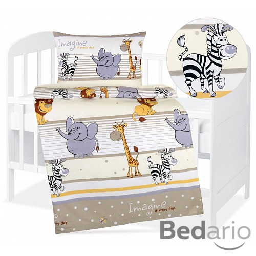 Dětské bavlněné povlečení 90x135+45x60 Veselá Zoo