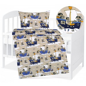 Dětské bavlněné povlečení 90x135+45x60 Modré loďky