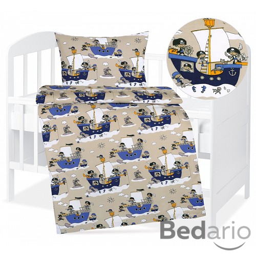 Dětské bavlněné povlečení 90x135+45x60 Modré loďky