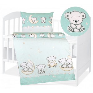 Dětské bavlněné povlečení 90x135+45x60 Roztomilí medvídci modří