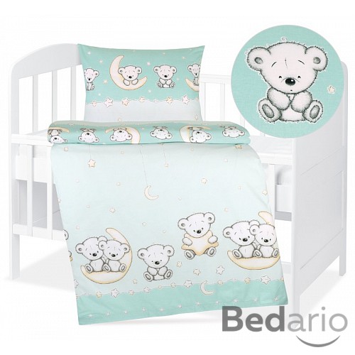 Dětské bavlněné povlečení 90x135+45x60 Roztomilí medvídci modří