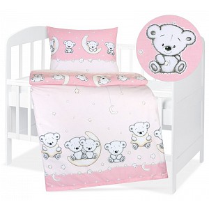 Dětské bavlněné povlečení 90x135+45x60 Roztomilí medvídci růžoví
