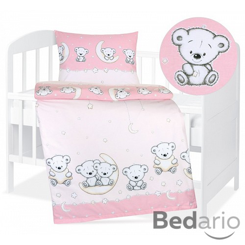 Dětské bavlněné povlečení 90x135+45x60 Roztomilí medvídci růžoví