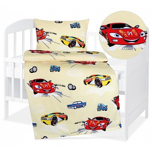 Dětské bavlněné povlečení 90x135+45x60 Barevná autíčka