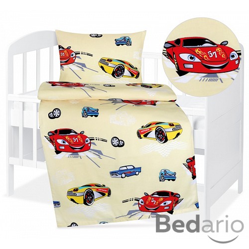 Dětské bavlněné povlečení 90x135+45x60 Barevná autíčka