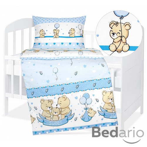 Dětské bavlněné povlečení 90x135+45x60 Medvídci a balónky
