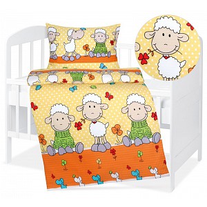 Dětské krepové povlečení 90x135+45x60 Ovečky žluté