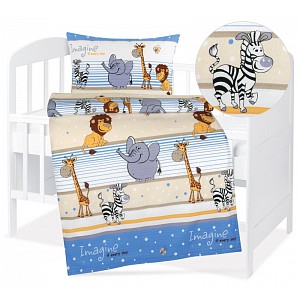 Dětské krepové povlečení 90x135+45x60 Veselá Zoo 2