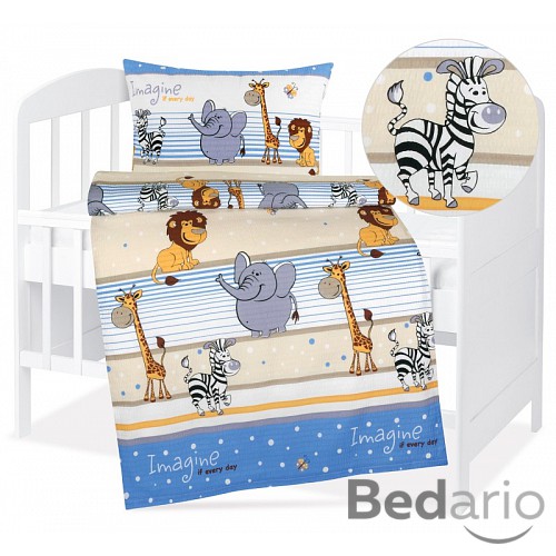 Dětské krepové povlečení 90x135+45x60 Veselá Zoo 2