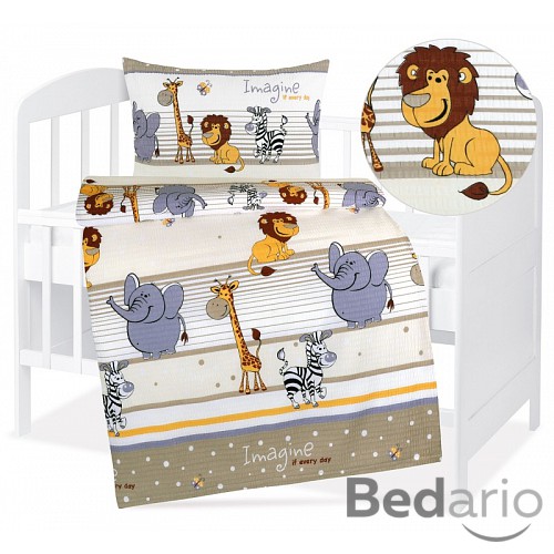 Dětské krepové povlečení 90x135+45x60 Veselá Zoo