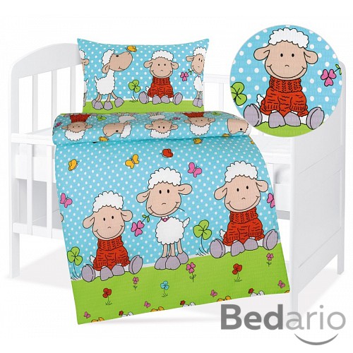 Dětské krepové povlečení 90x135+45x60 Ovečky modré