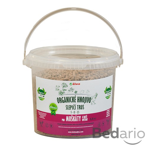 FERTISTAV SLEPIČÍ HNŮJ 5-12-2,5 pro MUŠKÁTY a další květiny - organické hnojivo 3,5 kg