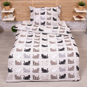 Krepové povlečení Deluxe 140x200+70x90 Kočky
