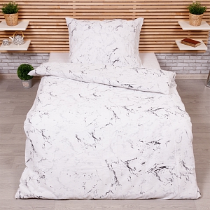 Krepové povlečení Deluxe 140x200+70x90 Mramor bílý