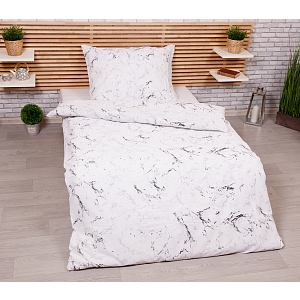 Krepové povlečení Deluxe 140x200+70x90 Mramor bílý