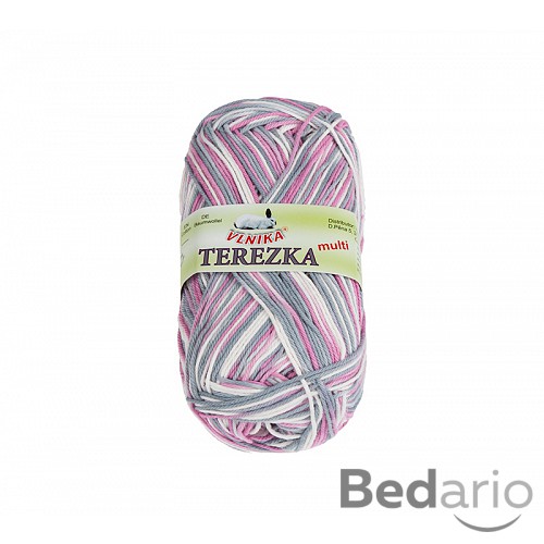 Příze TEREZKA multi - 50g / 155 m Bílá Růžová Šedá