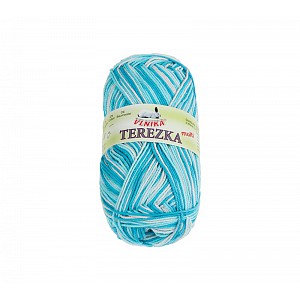 Příze TEREZKA multi - 50g / 155 m Bílá Modrá Tyrkysová