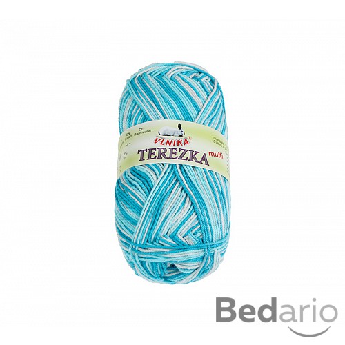 Příze TEREZKA multi - 50g / 155 m Bílá Modrá Tyrkysová