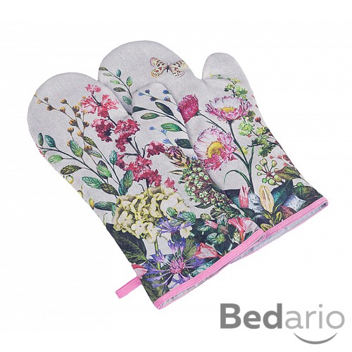 Grilovací rukavice 2ks - 22x46 cm - Květ růžový