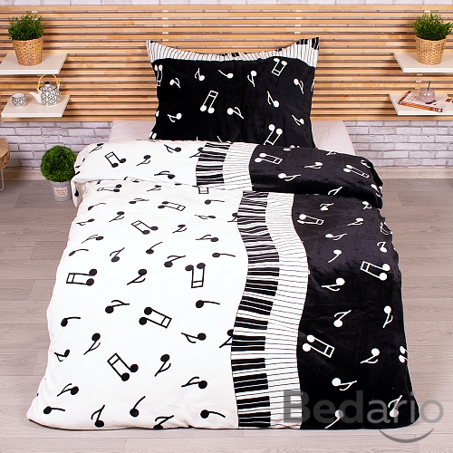 Mikroplyšové povlečení Premium 140x200+70x90 Noty