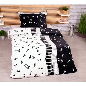 Mikroplyšové povlečení Premium 140x200+70x90 Noty