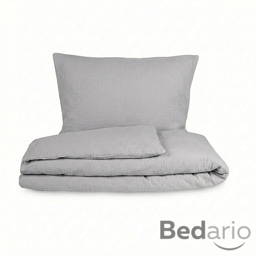 Mušelínové povlečení 200x200+70x90 Světle šedé