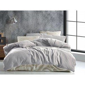 Mušelínové povlečení 200x200+70x90 Světle šedé