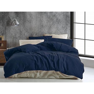 Prodloužené mušelínové povlečení 140x220+70x90 Tmavě modré