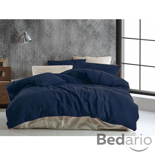 Prodloužené mušelínové povlečení 140x220+70x90 Tmavě modré