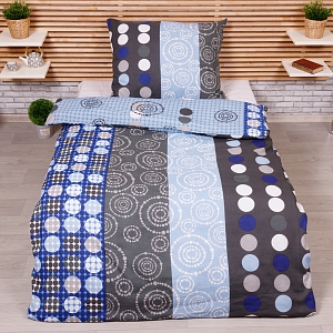 Polybavlněné povlečení DeLuxe 140x200+70x90 Circles modré