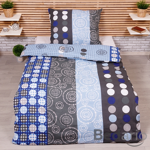 Polybavlněné povlečení DeLuxe 140x200+70x90 Circles modré