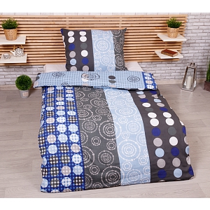 Polybavlněné povlečení DeLuxe 140x200+70x90 Circles modré